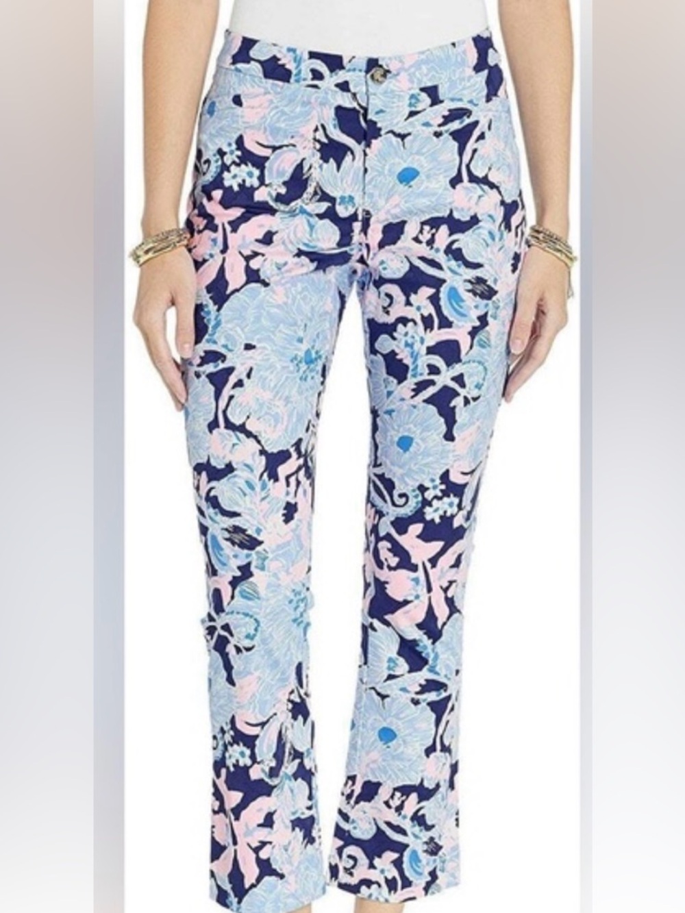 Lilly Pulitzer Kelly High-Rise Cropped flare Pants Floral Print Size 4